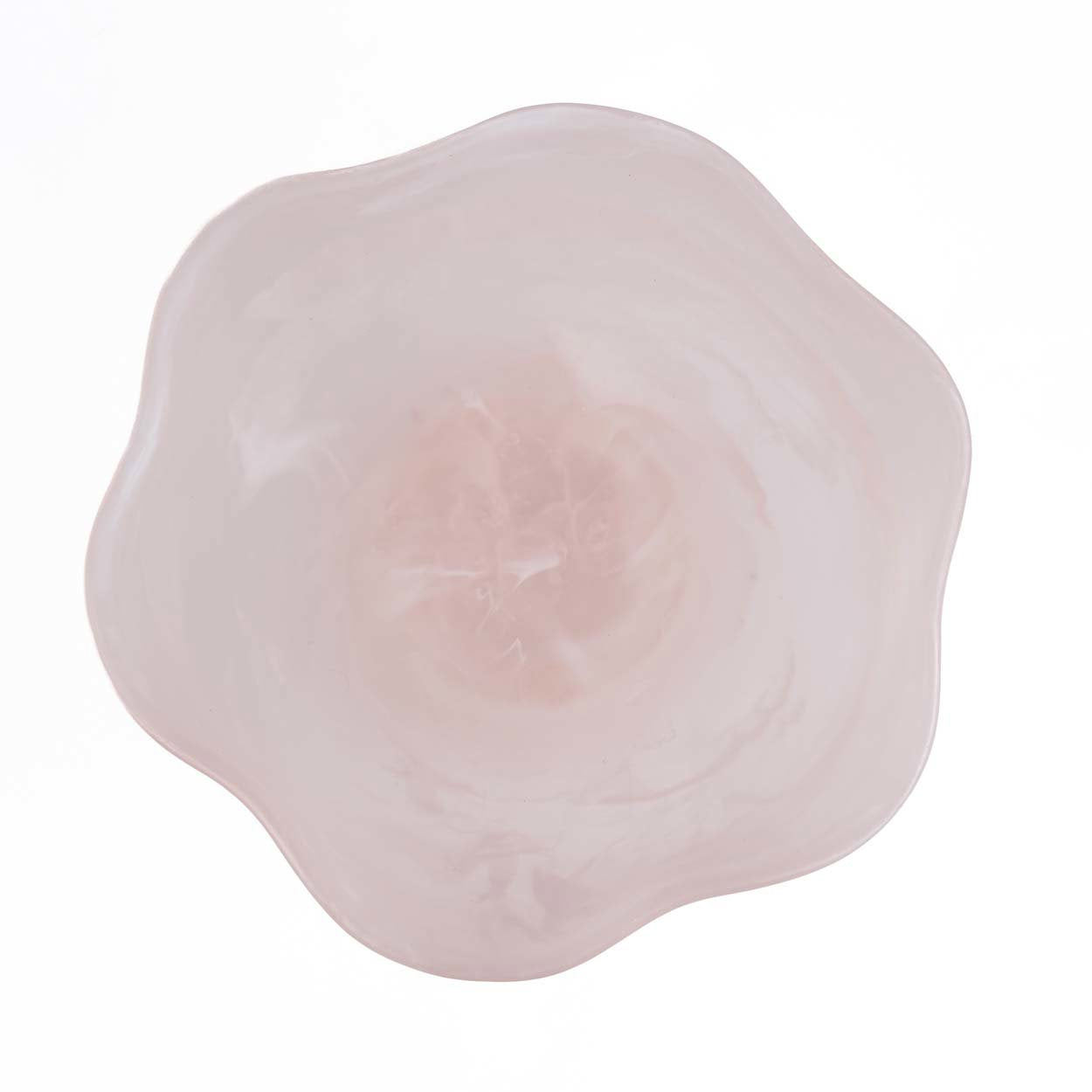 De organische fruitschaal van hars - roze/wit