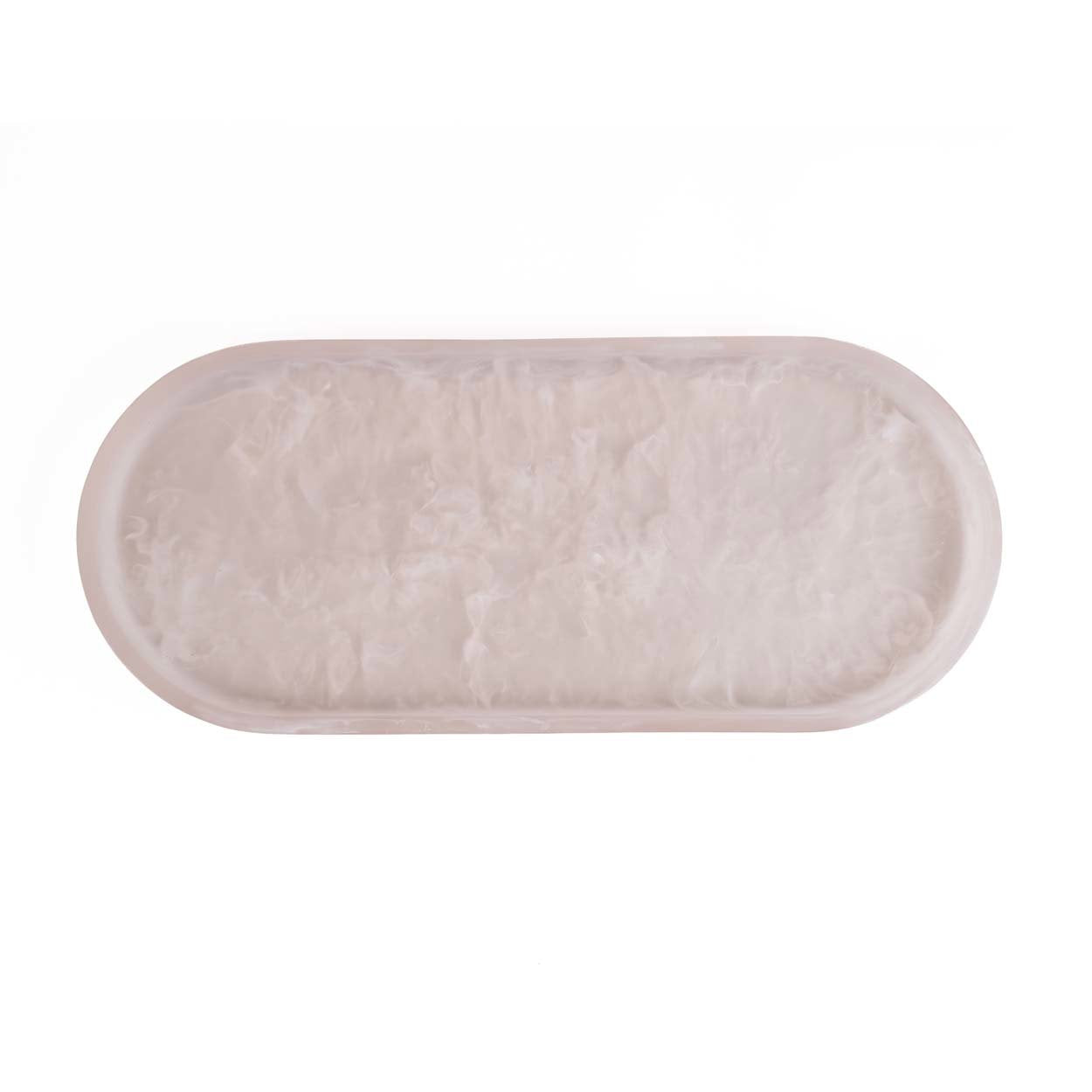 Het ovale bord van hars - roze-wit