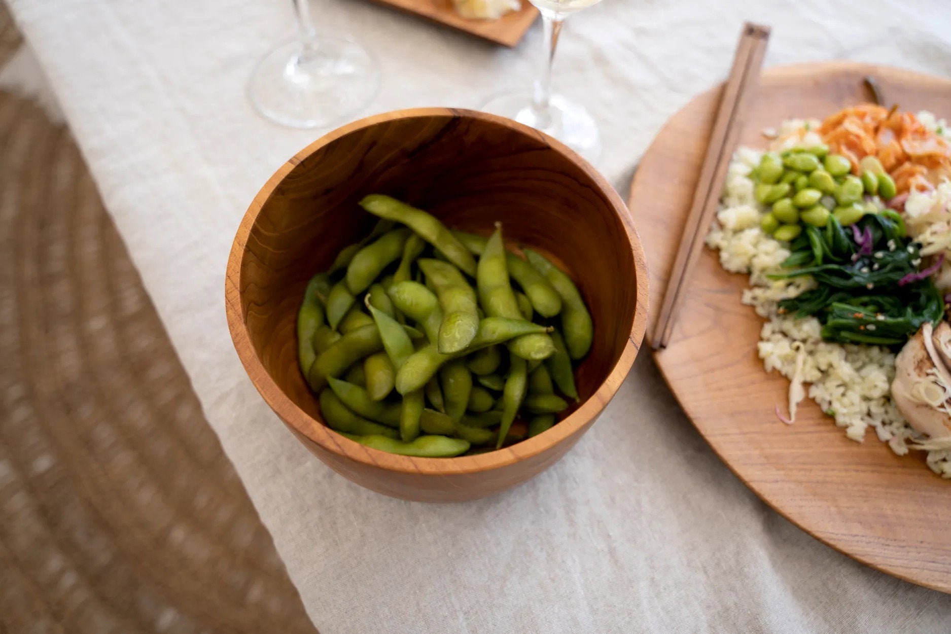 Saladeschaal van teakhoutwortel - S