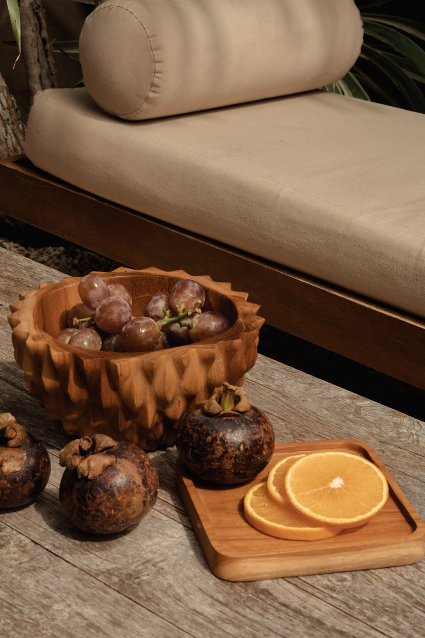 Het vierkante teakbord - naturel - XS