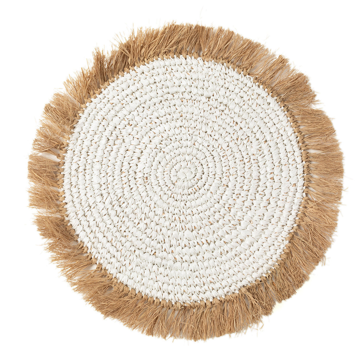 Placemat van waterhyacint-rafia - wit/naturel