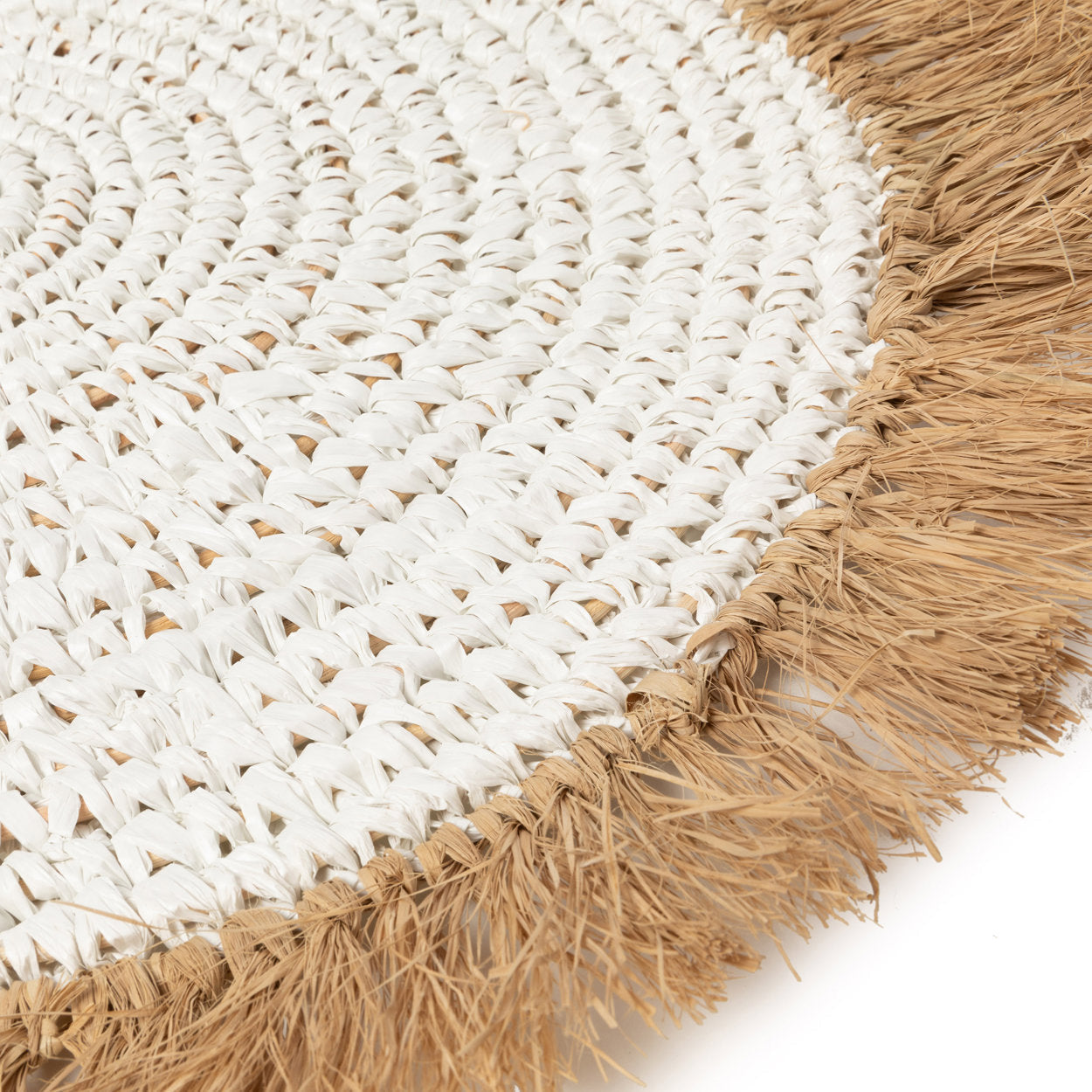 Placemat van waterhyacint-rafia - wit/naturel