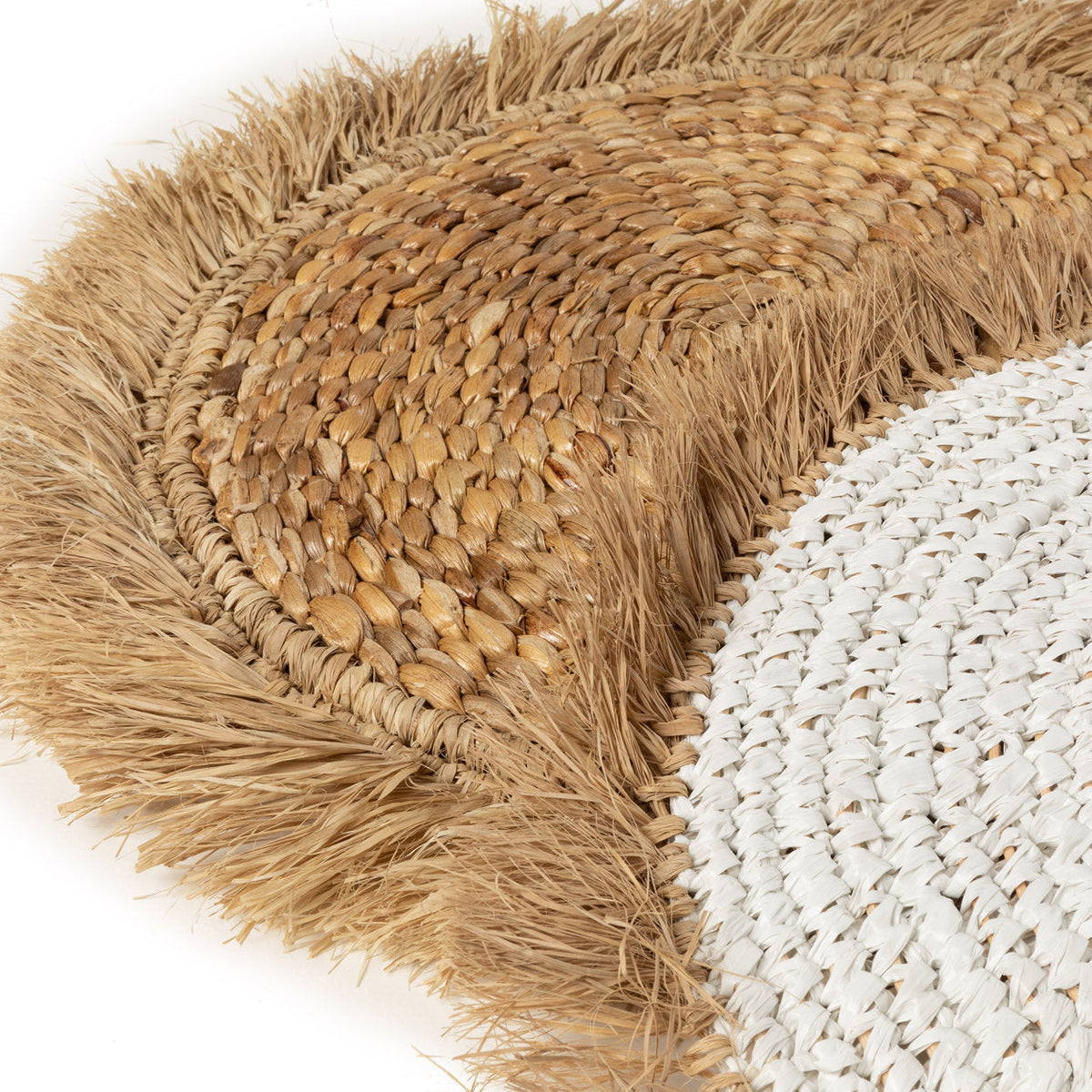 Placemat van waterhyacint-rafia - wit/naturel