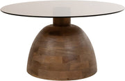 Christian salontafel Ø78 cm, H42 cm, mangohout mat walnoot, rookglas - Rond