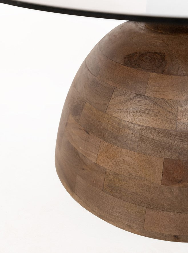 Christian salontafel Ø78 cm, H42 cm, mangohout mat walnoot, rookglas - Rond