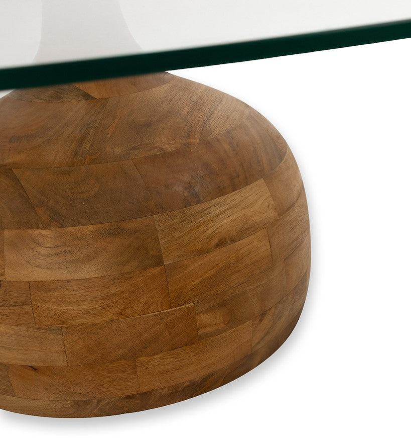 Stella salontafel Ø100, H35, glad naturel, helder glas - Rond