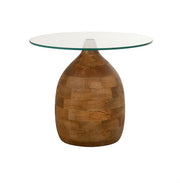 Stella salontafel Ø50, H43, Glad naturel, Helder glas - Rond