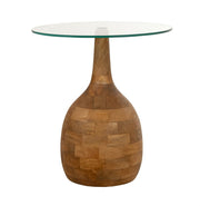 Stella salontafel Ø50, H55, glad naturel, helder glas - Rond