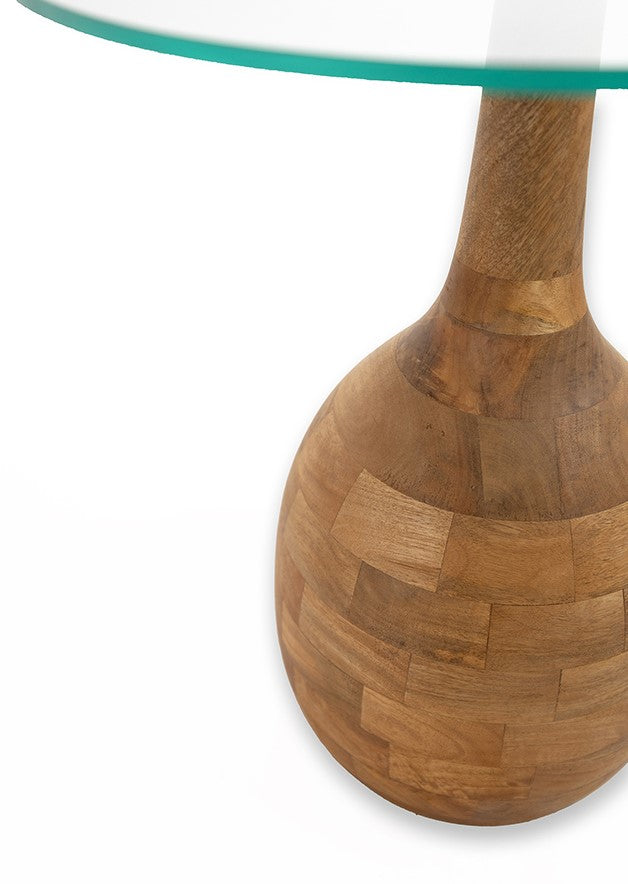 Stella salontafel Ø50, H55, glad naturel, helder glas - Rond