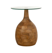 Stella salontafel Ø40, H50, Glad naturel, Helder glas - Rond