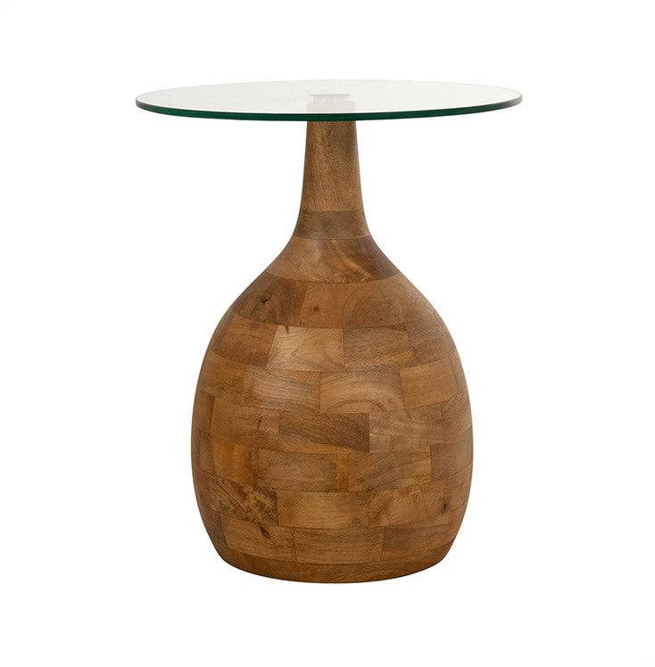 Stella salontafel Ø40, H50, Glad naturel, Helder glas - Rond