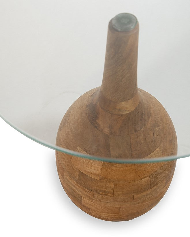 Stella salontafel Ø40, H50, Glad naturel, Helder glas - Rond