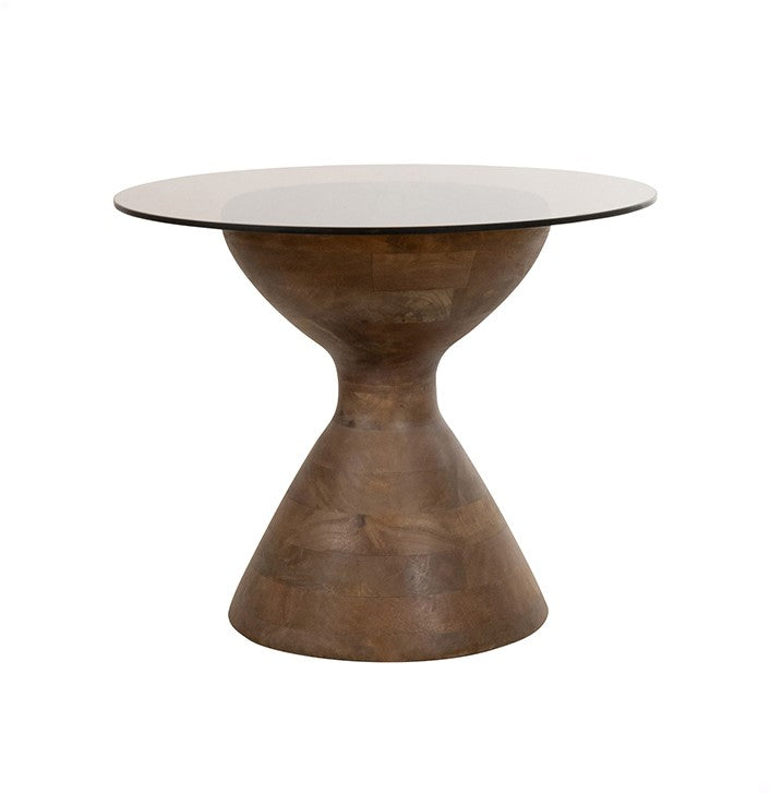 Yves bijzettafel Ø57, H47, Mango mat walnoot, rookglas