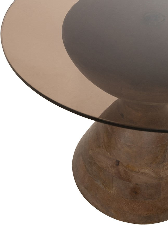 Yves bijzettafel Ø57, H47, Mango mat walnoot, rookglas