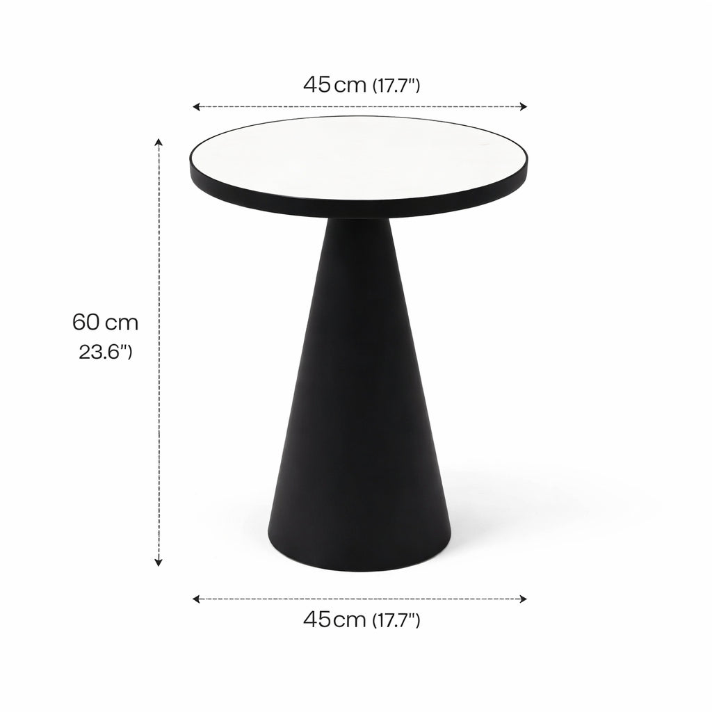 Ronde kegelvormige marmeren bijzettafel