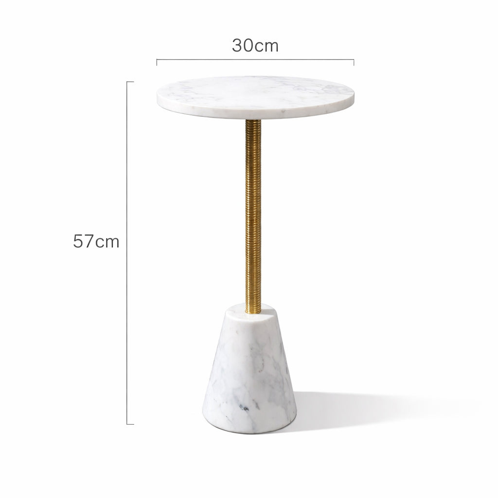 Marmeren bijzettafel met kegelvormige marmeren voet