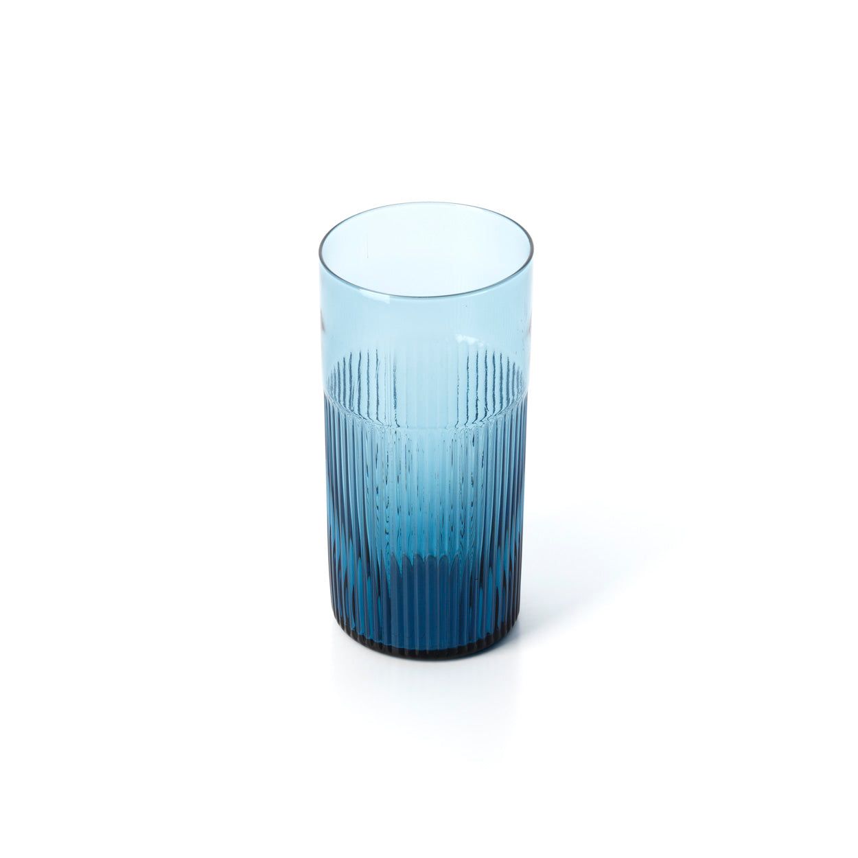 Azuurblauw geribbeld hoog drinkglas - blauw