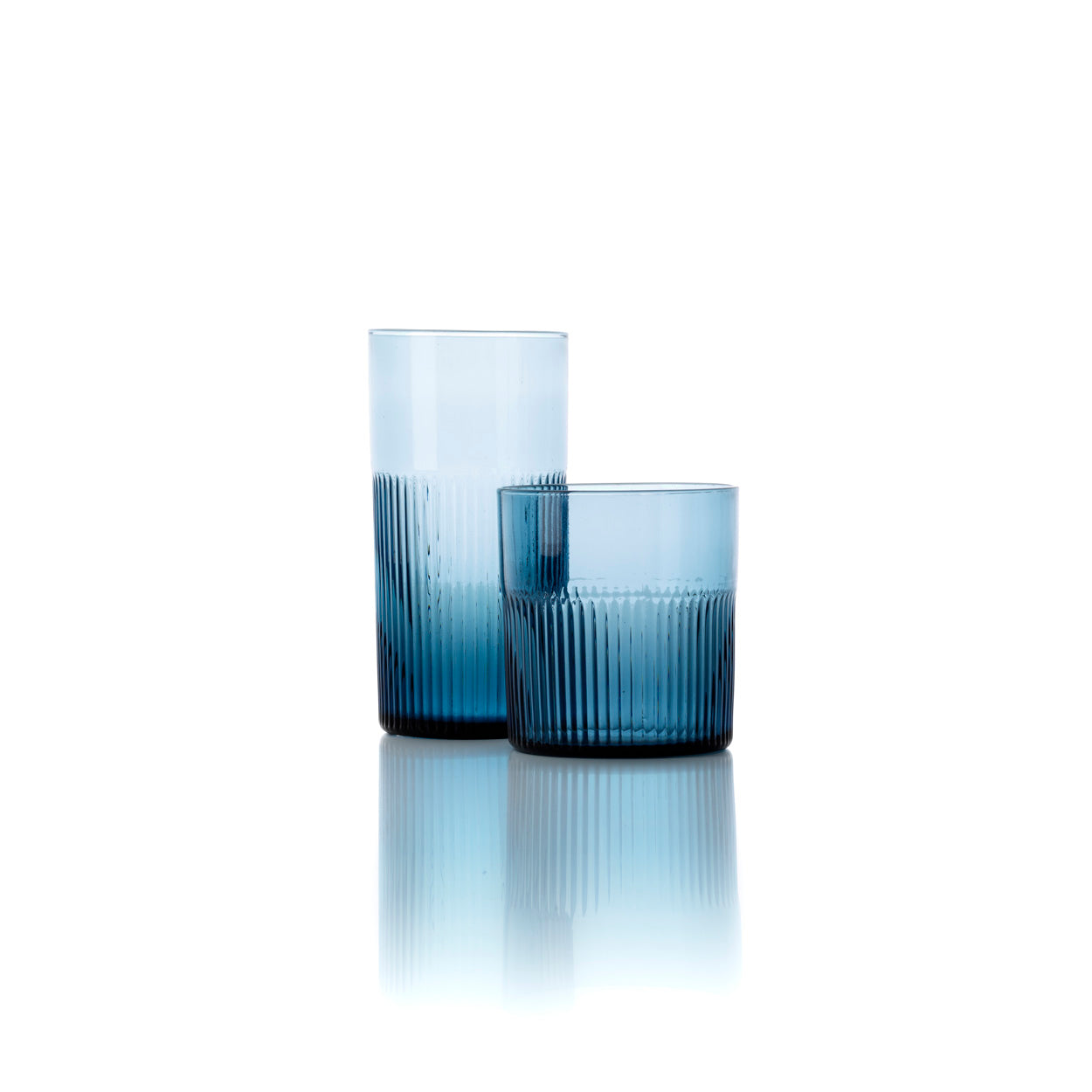 Azuurblauw geribbeld hoog drinkglas - blauw