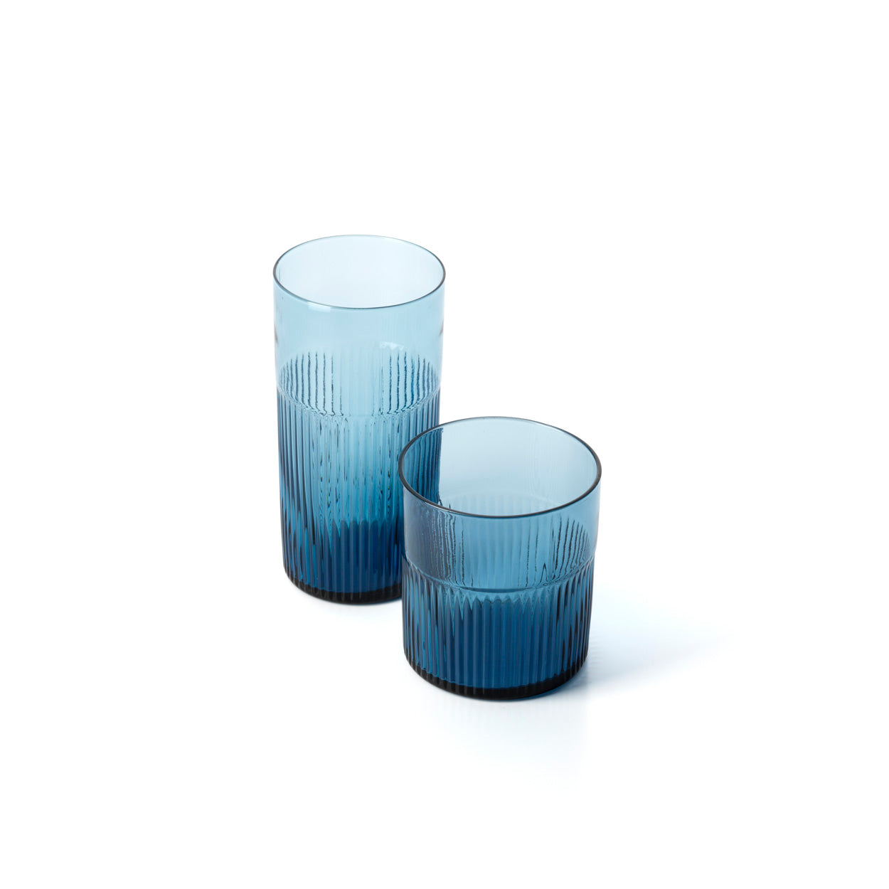 Azuurblauw geribbeld hoog drinkglas - blauw