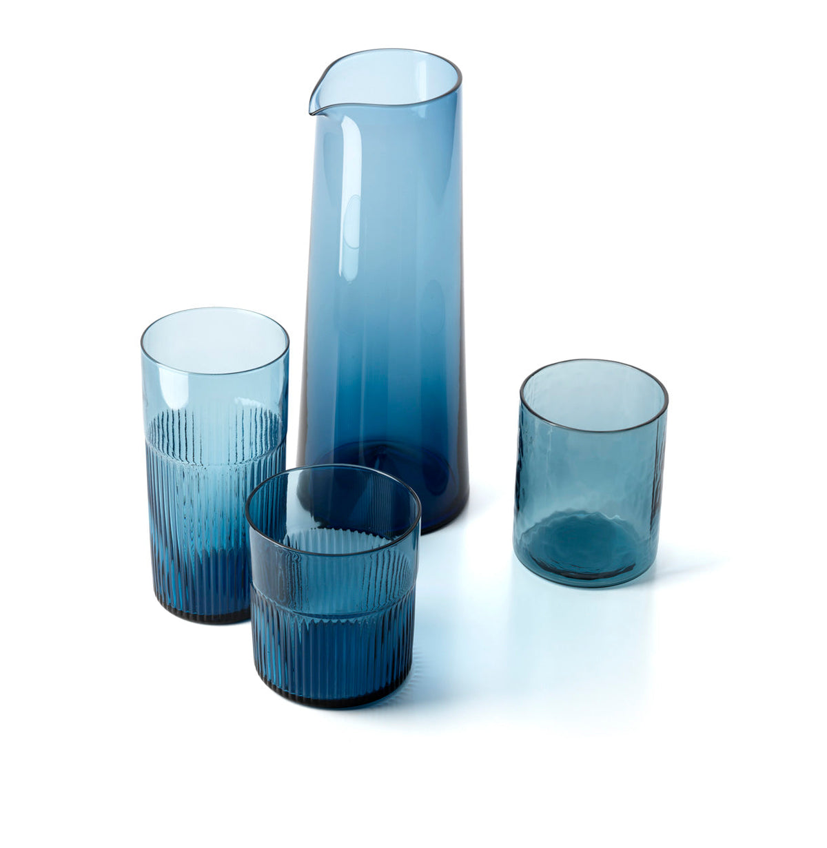 Azuurblauw geribbeld hoog drinkglas - blauw