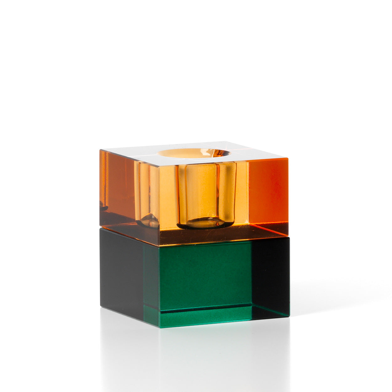 De Gem Blocks kandelaar - groen amber