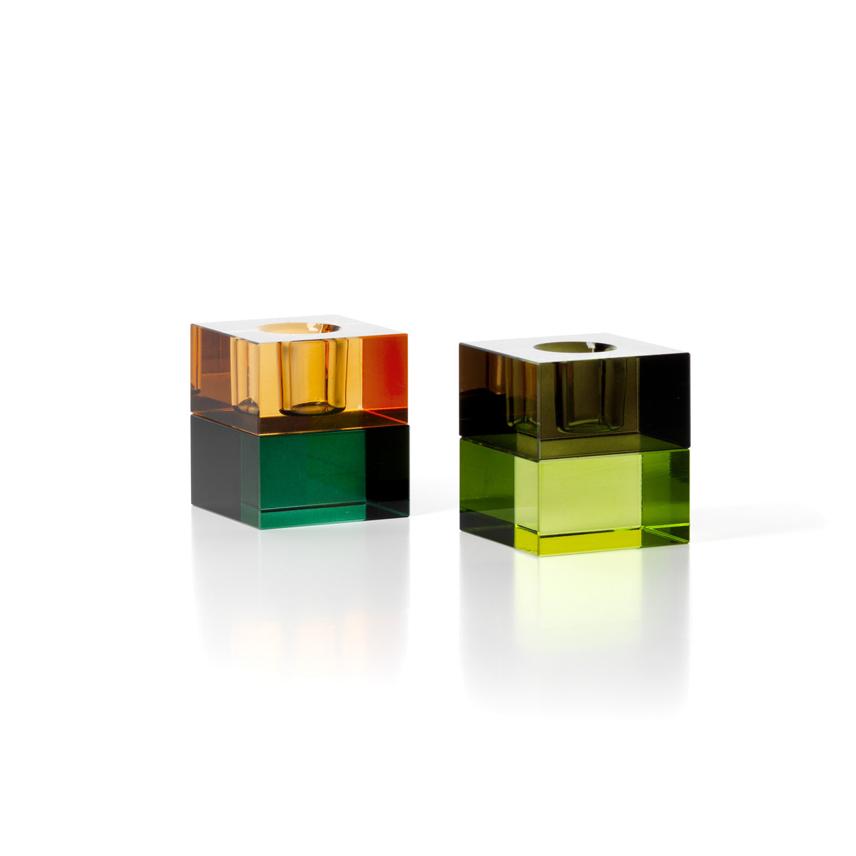 De Gem Blocks kandelaar - groen amber