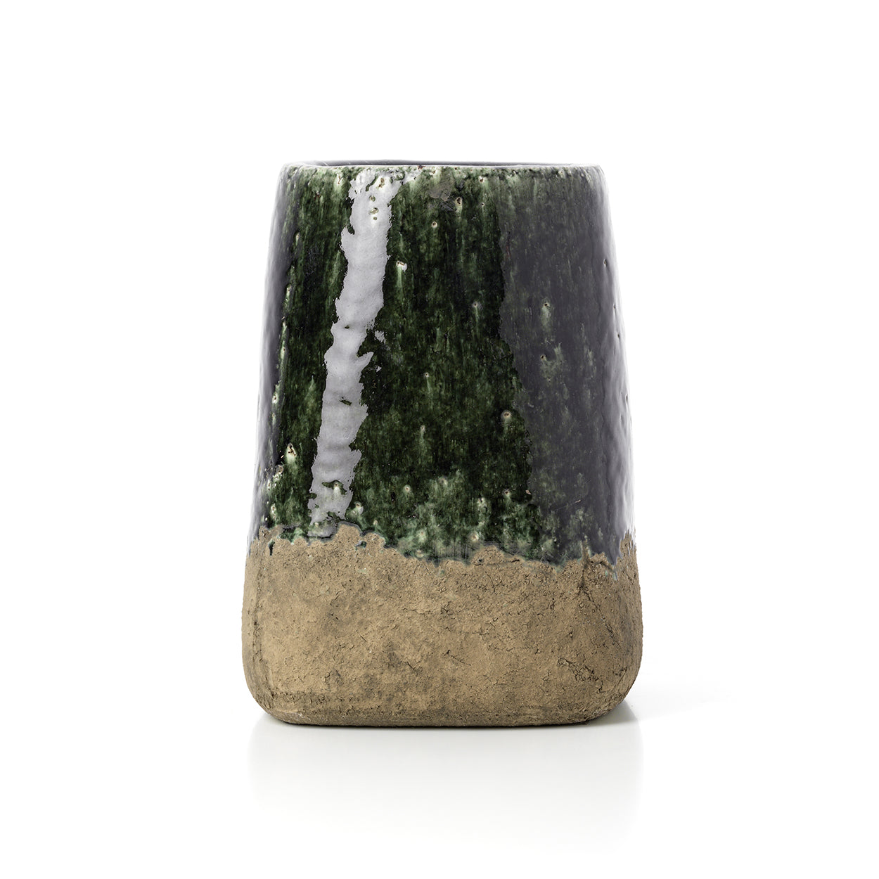 De Moss kegelvormige plantenpot - betongroen - L