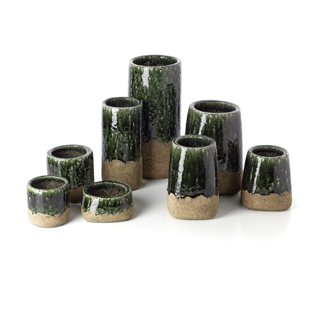 De Mos kegelvormige plantenpot - betongroen - M