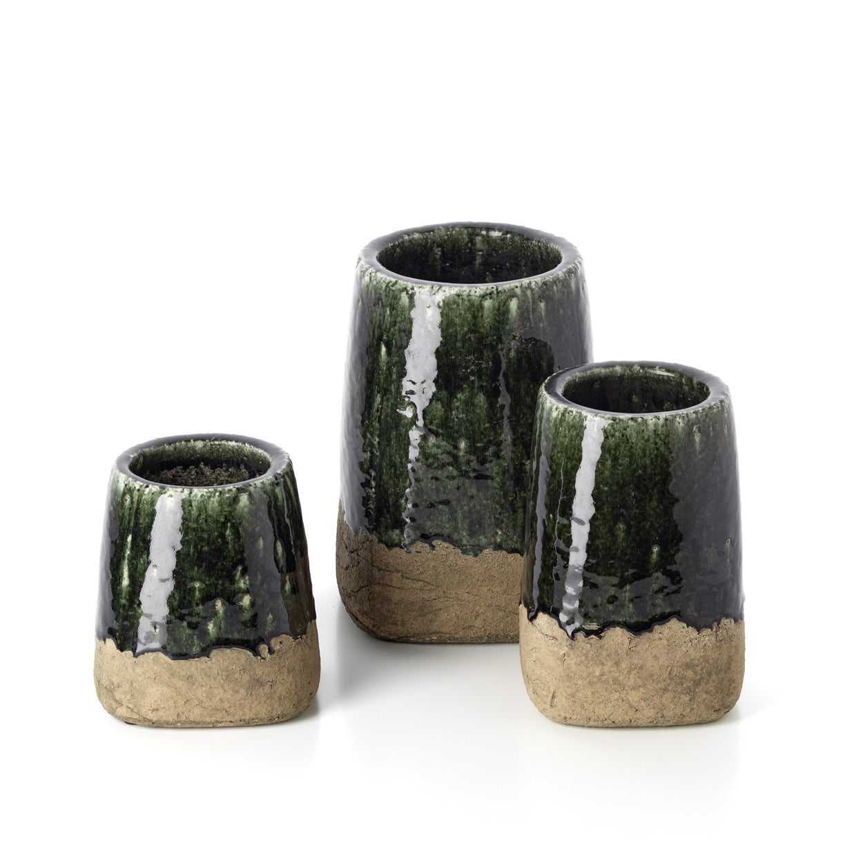 De Moss conische plantenpot - betongroen - S