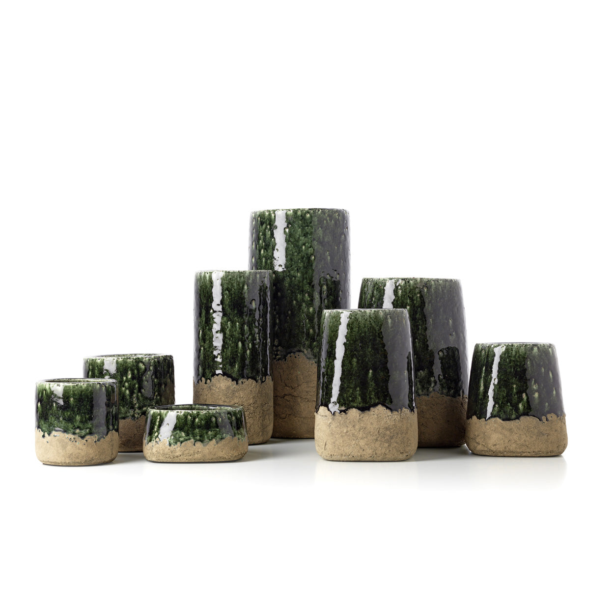 De Moss conische plantenpot - betongroen - S