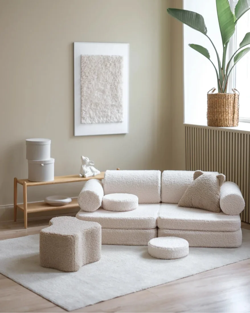 Wigiwama Cream White Settee - speelbank - kinderbank, wit