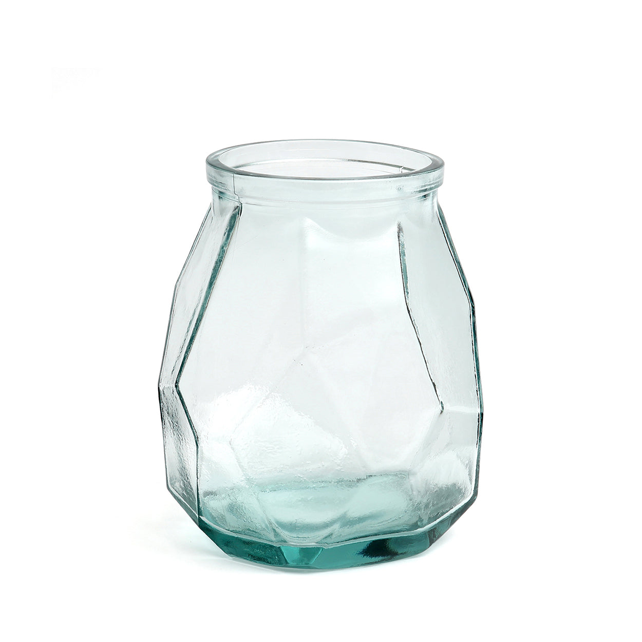 De brede origami-vaas - blauw