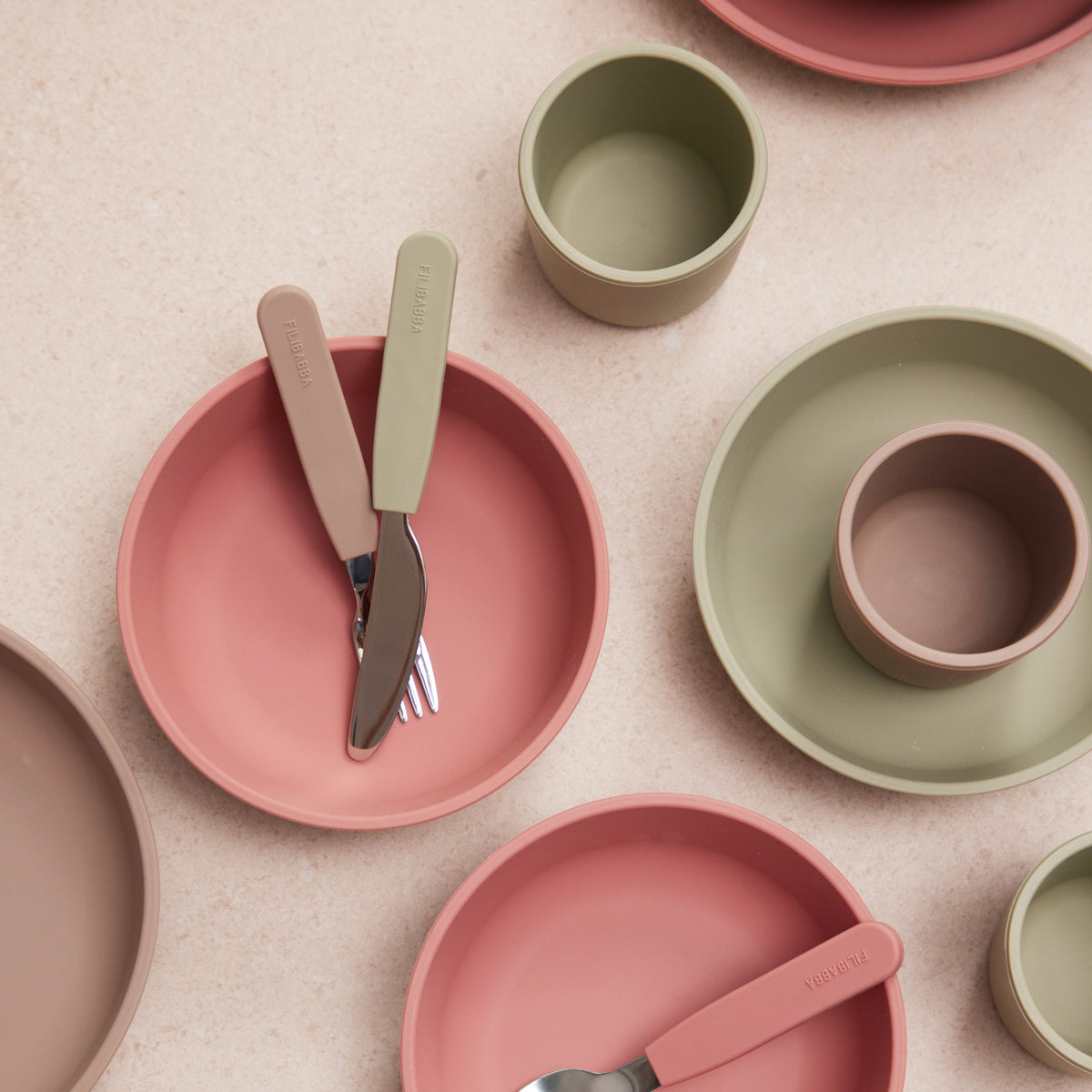 Siliconen dinerset - Roze