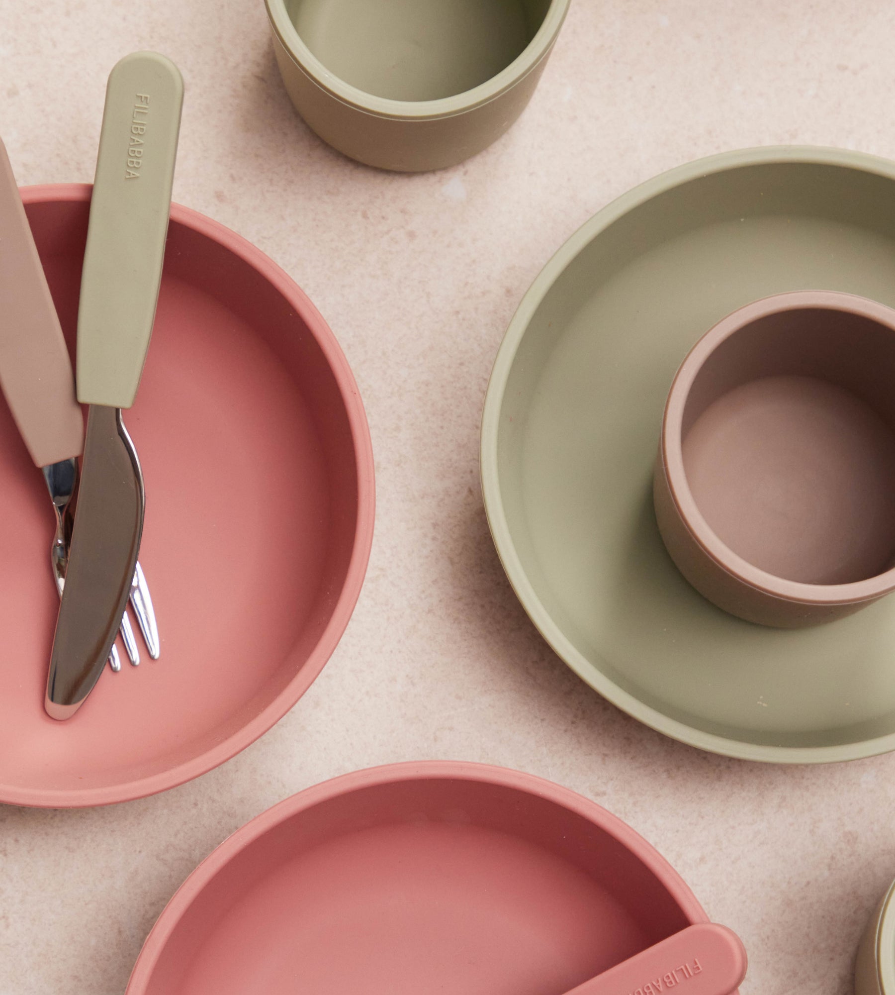 Siliconen dinerset - Roze