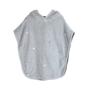 Geborduurde strandponcho GOTS - Parelblauw