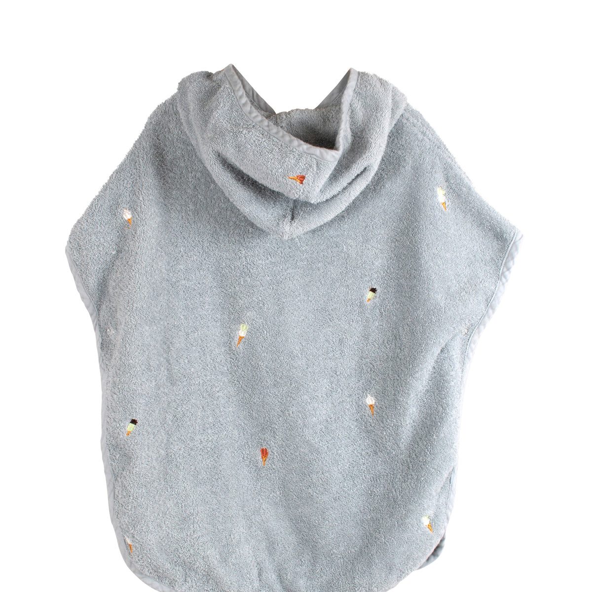 Geborduurde strandponcho GOTS - Parelblauw