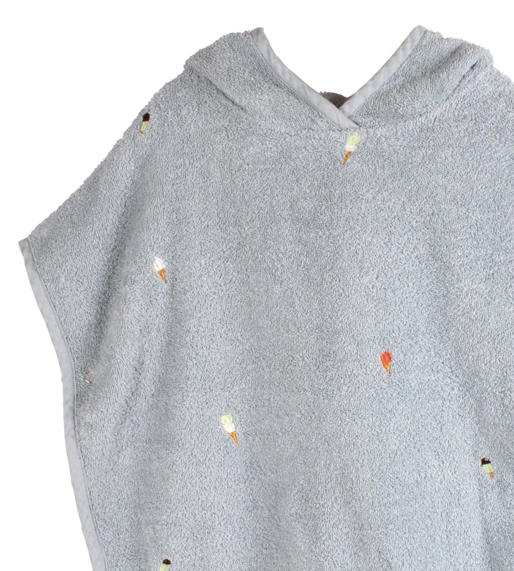 Geborduurde strandponcho GOTS - Parelblauw