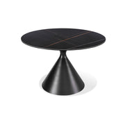 Winston ronde eettafel met steenblad en metalen onderstel, zwart