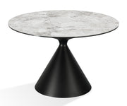 Winston ronde eettafel met stenen blad en metalen onderstel in Grigio