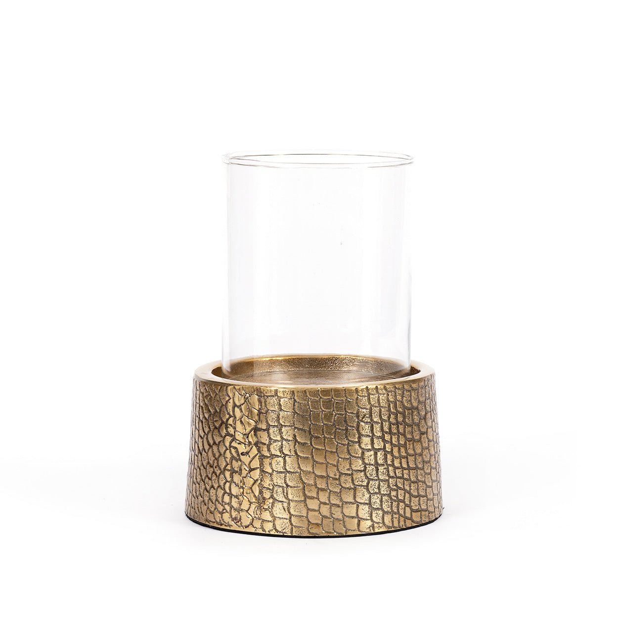 De Croco-kandelaar met glas - messing - L