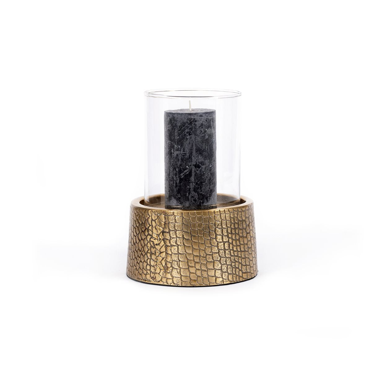 De Croco-kandelaar met glas - messing - L