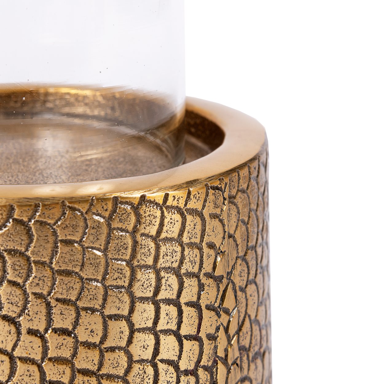 De Croco-kandelaar met glas - messing - M