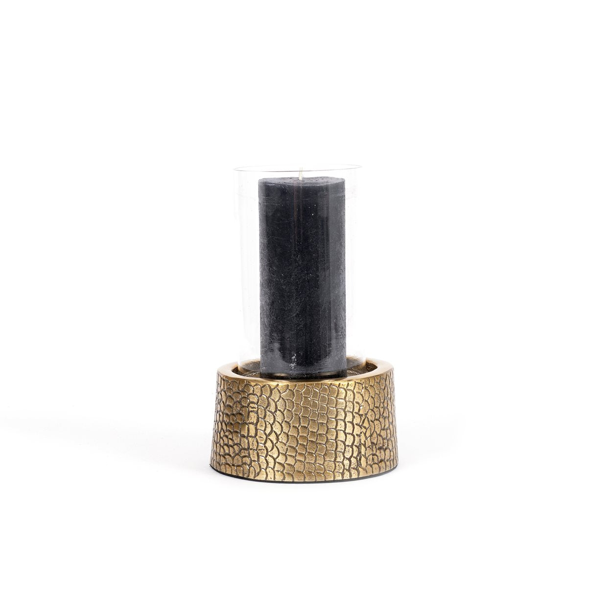 De Croco-kandelaar met glas - messing - M