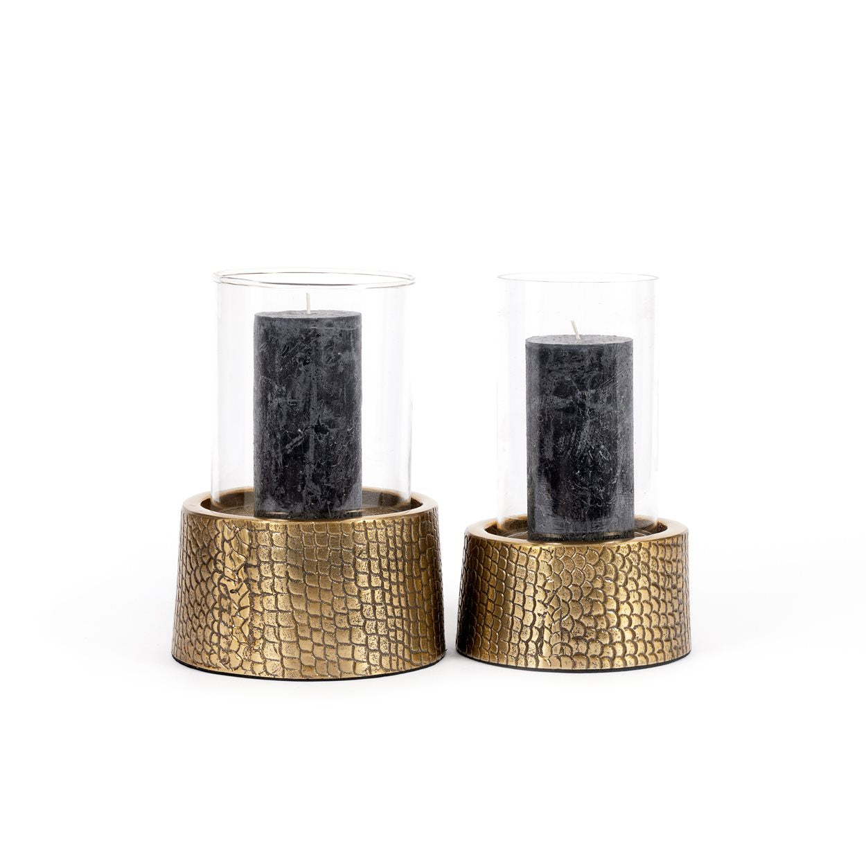 De Croco-kandelaar met glas - messing - M