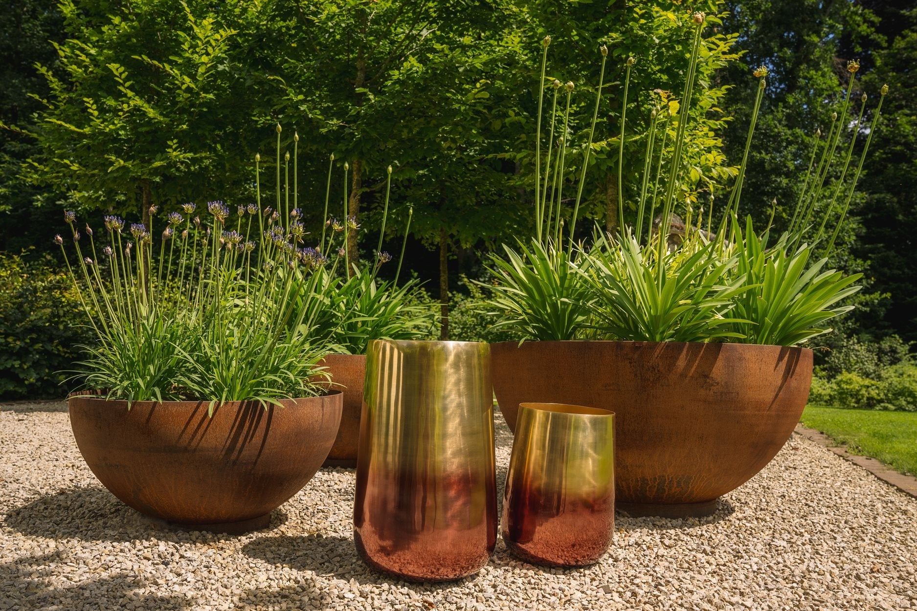 De tweekleurige messing plantenpot - Messing - XL