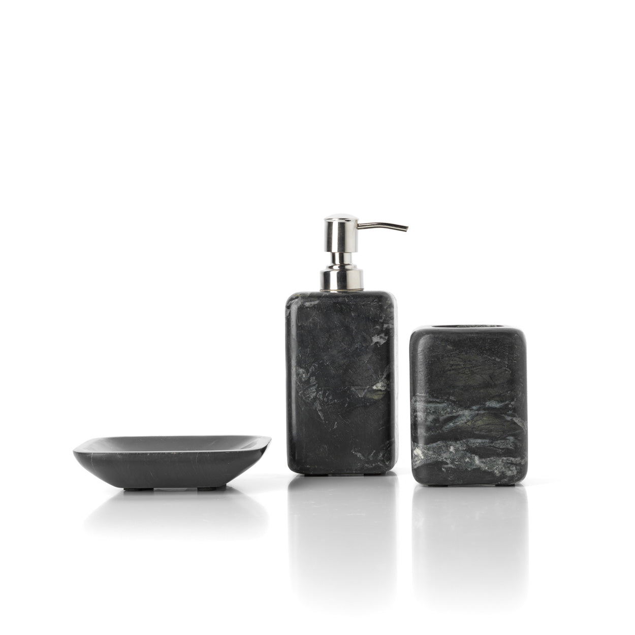De marmeren zeepdispenser - marinezwart
