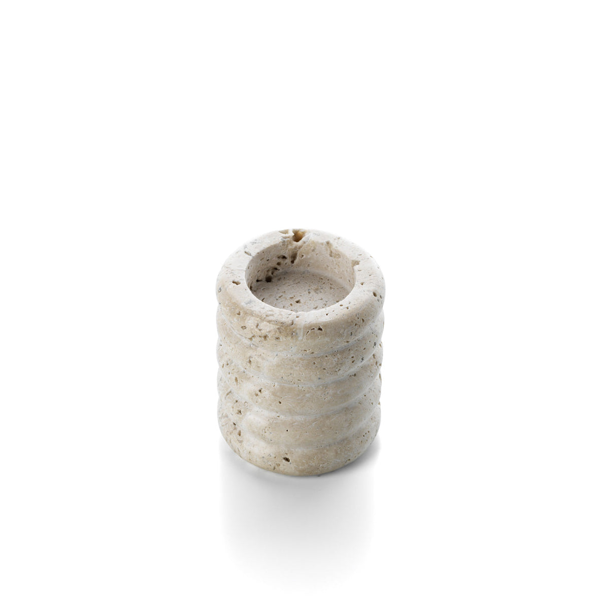De travertin Ripple theelichthouder - beige - S