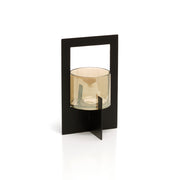 Windlicht met frame - Zwart - L