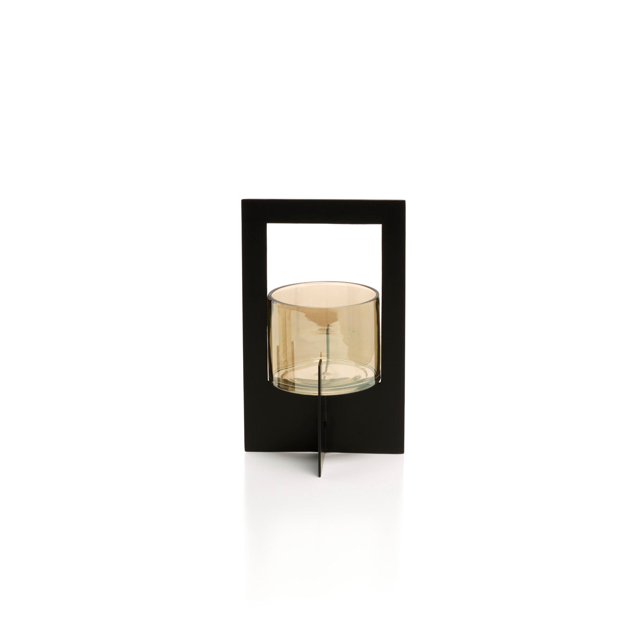 Windlicht met frame - Zwart - L