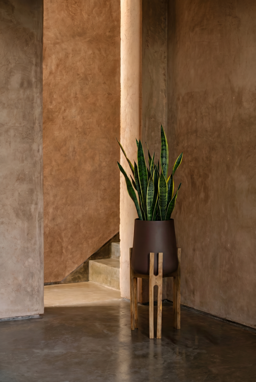 De plantenpot met gevorkte wortel - naturel bruin - L